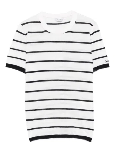 Max Mara Striped T-shirt In White