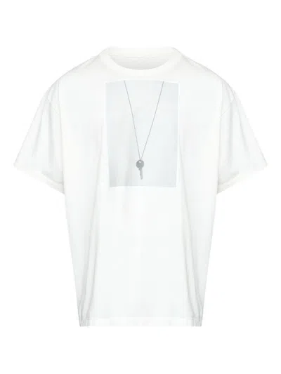 Mm6 Maison Margiela T-shirt With A Digitally Inspired Key Print On The Chest In White