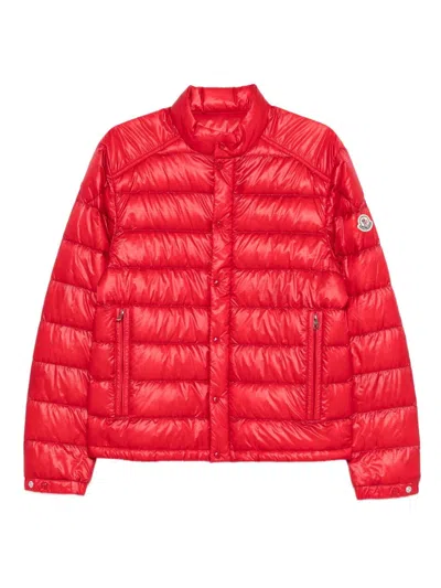 Moncler Zip-pocket Puffer Jacket In Red