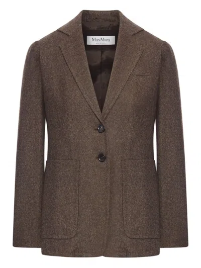 Max Mara Wool Single-breasted Jacket In Brown