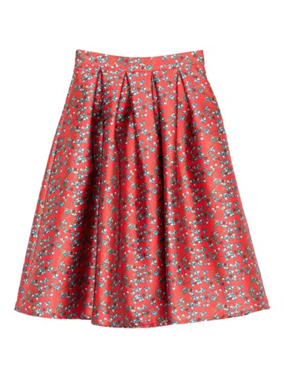 Alessandro Enriquez Printed Midi Skirt In Red