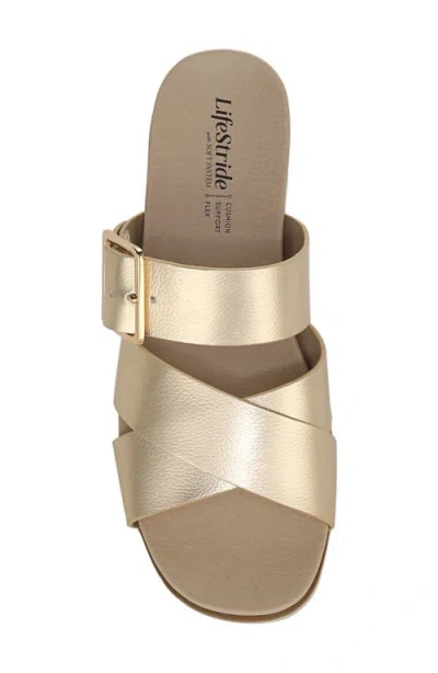 Lifestride Getaway Platform Slide Sandal In Gold