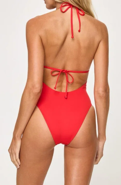L*space Lspace Deert Days Fringe One-piece Swimsuit In Red
