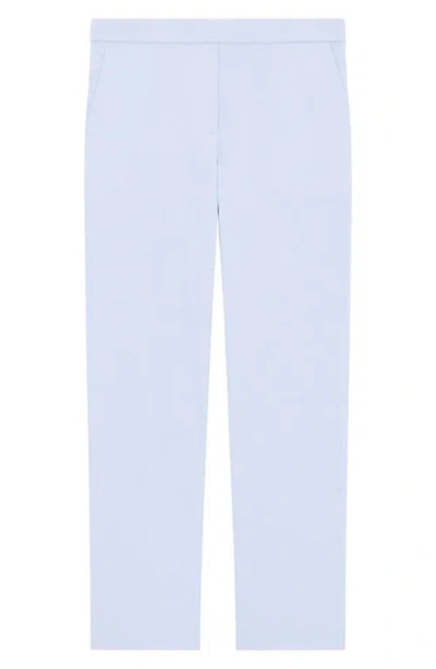 Theory Treeca Good Linen Cropped Pull-on Ankle Pants In Blue