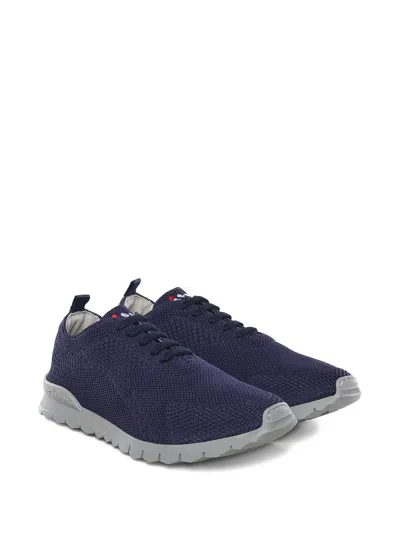 Kiton Textured Sneakers In Blue