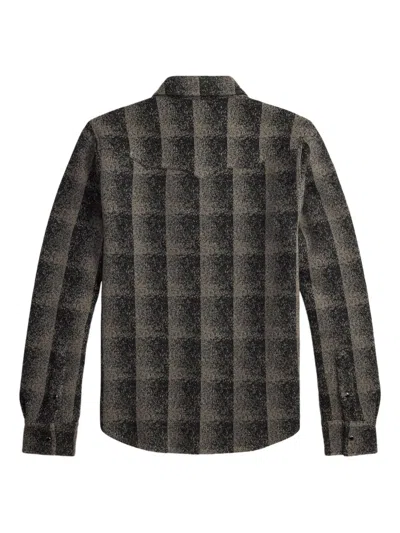 Rrl Checked Wool Overshirt In Black