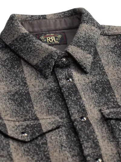 Rrl Checked Wool Overshirt In Black