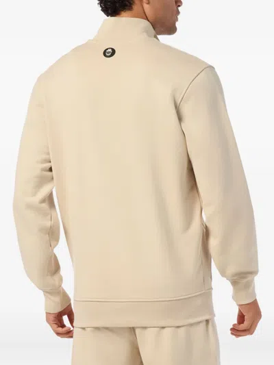 Billionaire Logo-print Half-zip Sweatshirt In Neutral