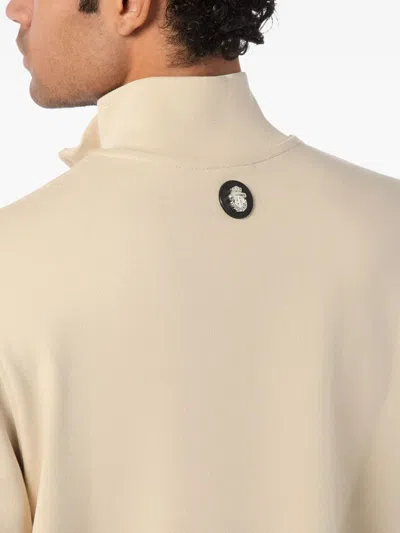 Billionaire Logo-print Half-zip Sweatshirt In Neutral