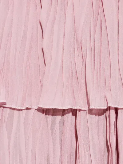 Blumarine Asymmetrical Pleated Georgette Skirt With Ruffle In Purple