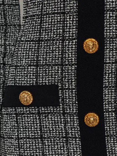 Balmain Checked-pattern Long-sleeve Dress In Multi