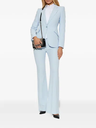 Alexander Mcqueen Tailored Jacket Back Vent Front Flap Pockets In Blue