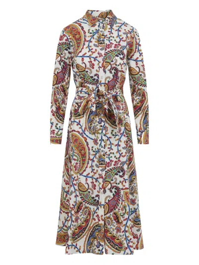 Etro Belted Paisley-print Cotton-voile Midi Shirt Dress In Multi