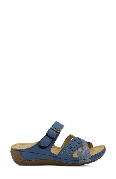 Flexus By Spring Step Denia Slide Sandal In Blue