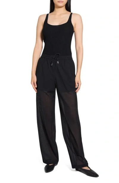 Theory Drawcord Pull-on Pant In Lightweight Wool In Black