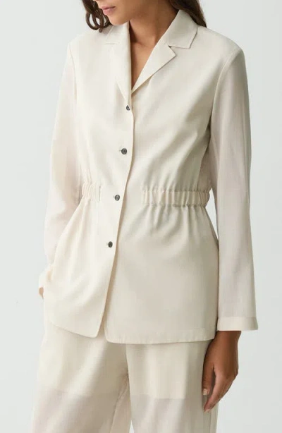 Theory Cinch Waist Jacket In Wool-poly In White