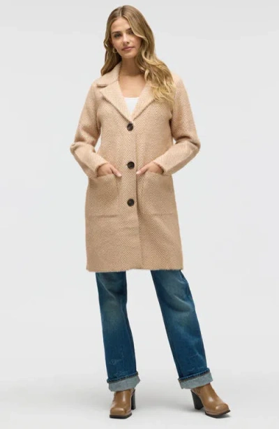 Nvlt Chevron Print Eyelash Coat In Brown