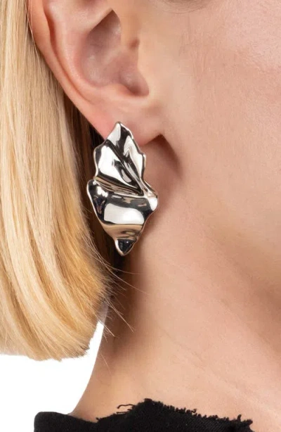 Alexis Bittar Crumpled Gold Small Post Earrings In Silver
