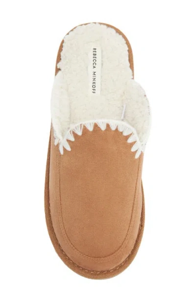 Rebecca Minkoff Blake Faux Shearling Lined Scuff Slipper In Brown