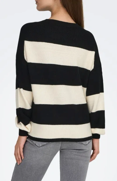 Only Atia Stripe Pullover Sweater In Black