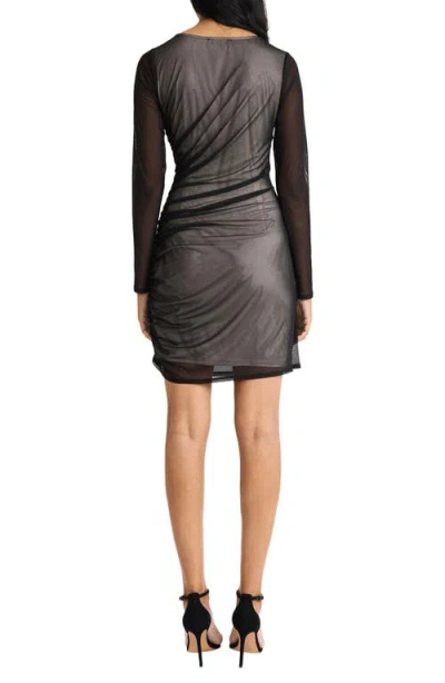 Donna Morgan Long Sleeve Illusion Mesh Minidress In Multi