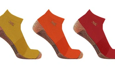 Extreme Fit 3-pack Copper Infused Ankle Length Compression Socks In Orange