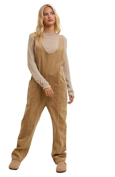 Wishlist Open Back Corduroy Jumpsuit In Brown