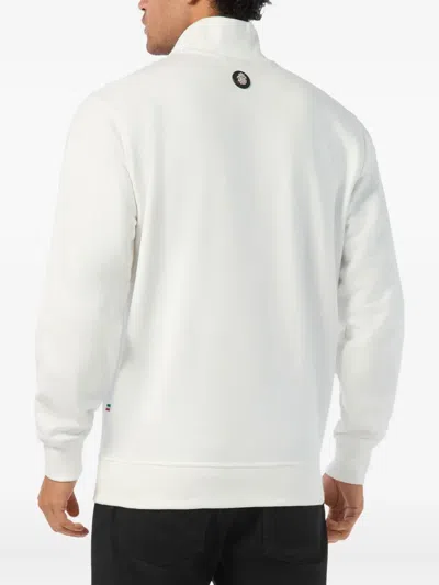 Billionaire Logo-embroidered Half-zip Jacket In White