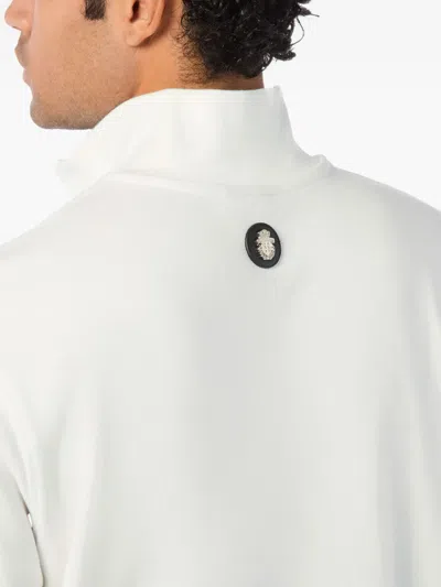 Billionaire Logo-embroidered Half-zip Jacket In White