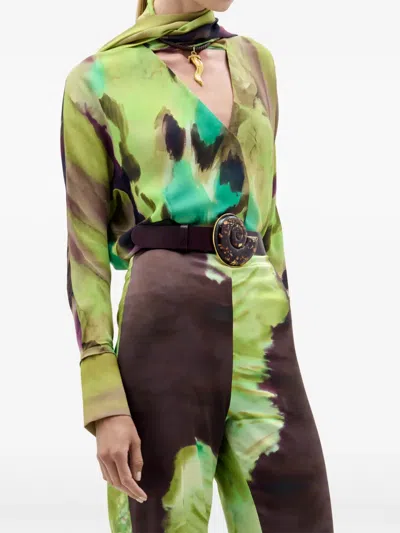 Silvia Tcherassi Jaboca Abstract Print Blouse In Green