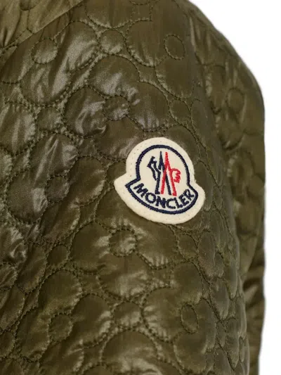 Moncler Flower Quilted Short Sleeve Jacket In Green