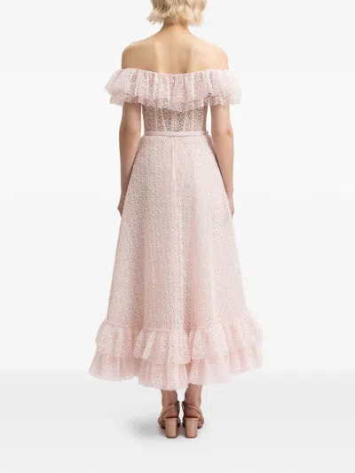 Gemy Maalouf Off-shoulder Ruffled Dress In Pink