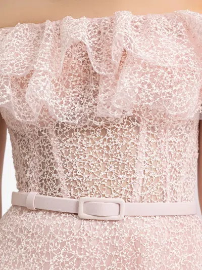 Gemy Maalouf Off-shoulder Ruffled Dress In Pink