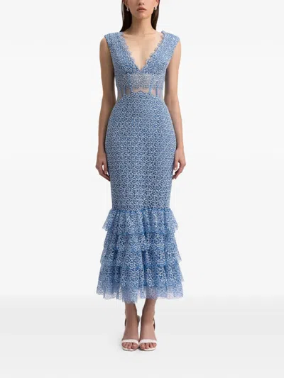 Gemy Maalouf See-through Corset Dress In Blue