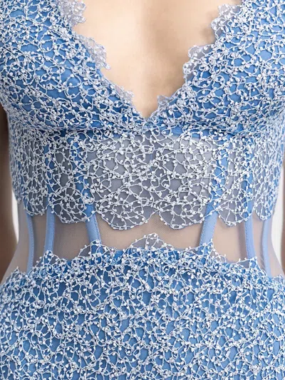 Gemy Maalouf See-through Corset Dress In Blue