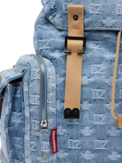 Dsquared2 Monogram-patterned Backpack In Blue