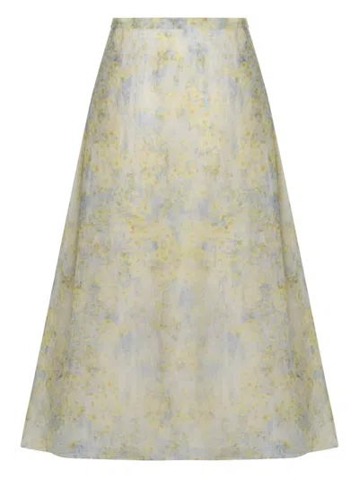 Alberta Ferretti Floral-print Midi Skirt In Multi
