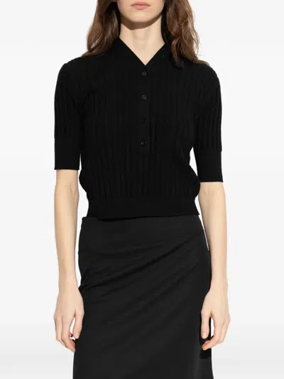 Iro Button Ribbed Sweater In Black