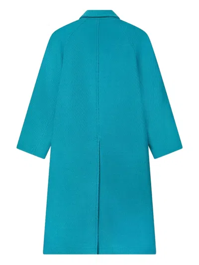 Kenzo Wrap Coat In Blue