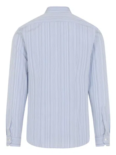 Paul Smith Striped Long-sleeved Shirt In Gnawed Blue