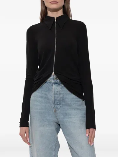 Alexander Wang Draped Back Zip Shirt In Crepe Jersey In Black