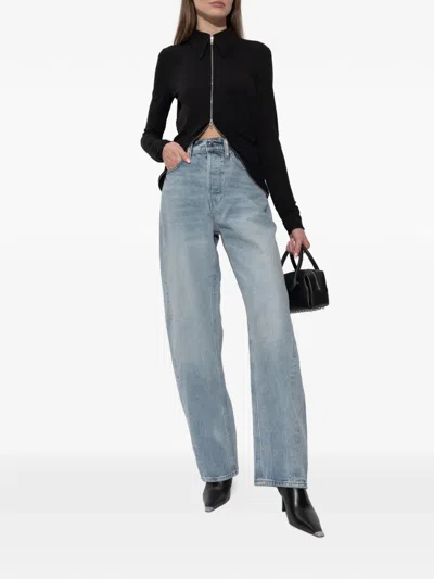 Alexander Wang Draped Back Zip Shirt In Crepe Jersey In Black