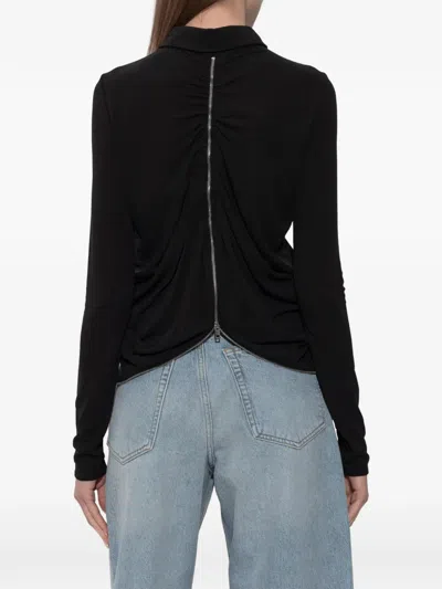 Alexander Wang Draped Back Zip Shirt In Crepe Jersey In Black