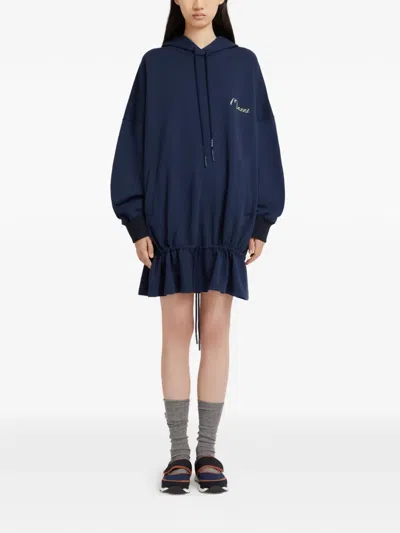 Marni Drawstring Mini Dress In Blue