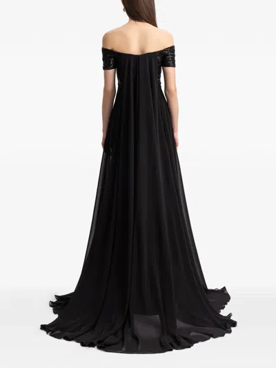 Gemy Maalouf Beaded Off-shoulders Dress In Black