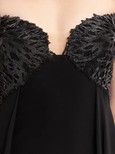 Gemy Maalouf Beaded Off-shoulders Dress In Black