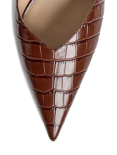 12 Storeez 40mm Crocodile-embossed Pointed-toe Mules In Brown