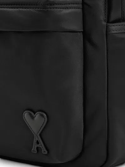 Ami Alexandre Mattiussi Ami Backpack Bag In Smooth Black Polyamide In Black