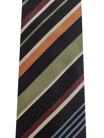 Paul Smith Striped Tie In Black