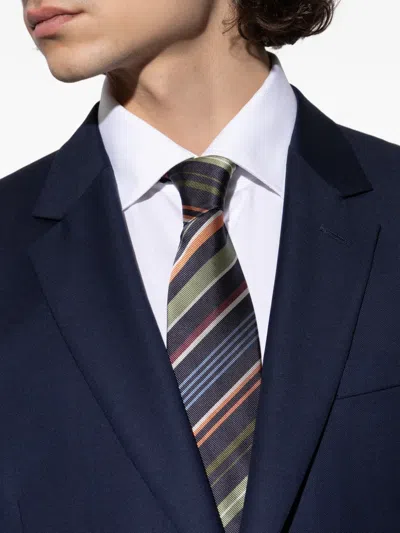 Paul Smith Striped Tie In Black